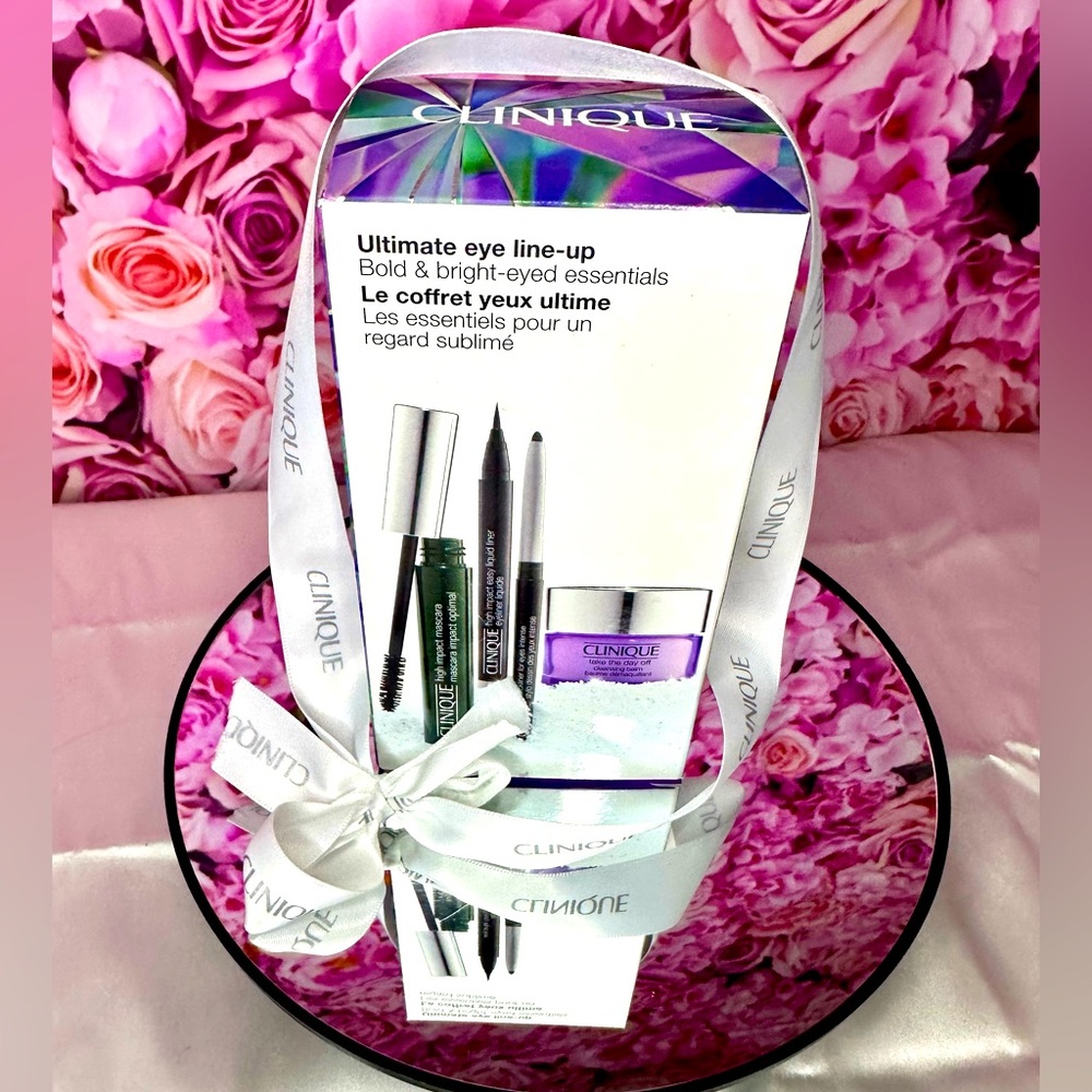 NIB CLINIQUE FULL SIZED 4PC EYE SET - MASCARA, 2 EYELINERS & REMOVER $88 VALUE